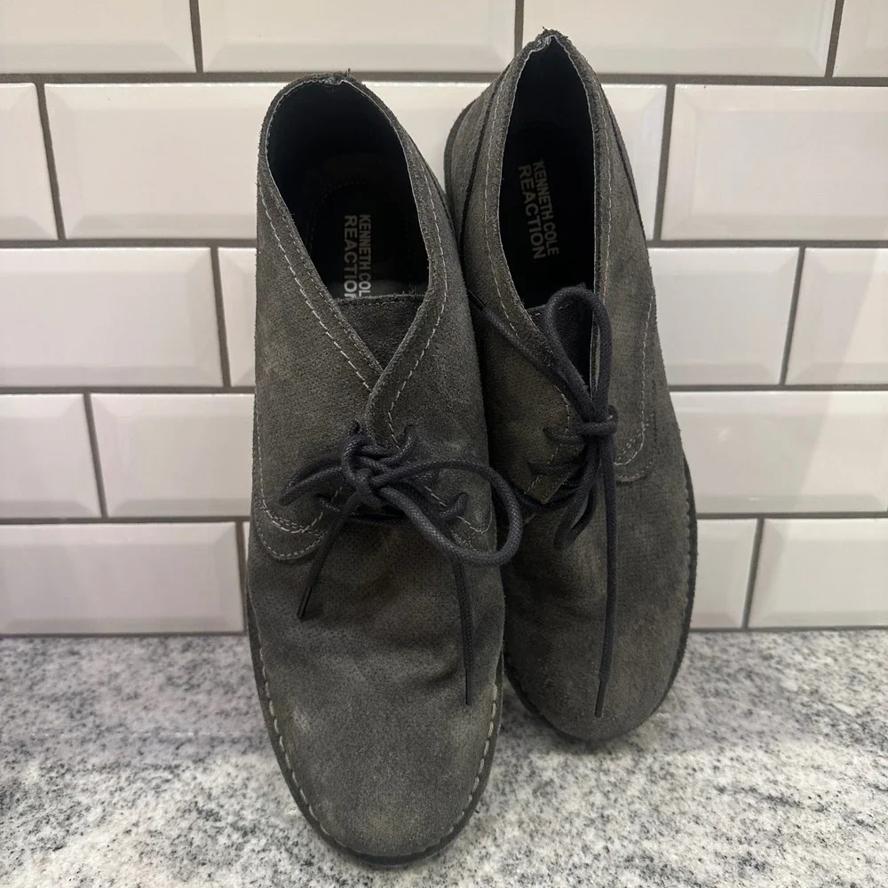 Kenneth Cole‎ Reaction Mens 11 Gray Suede Leather Ankle Chukka Boots Work